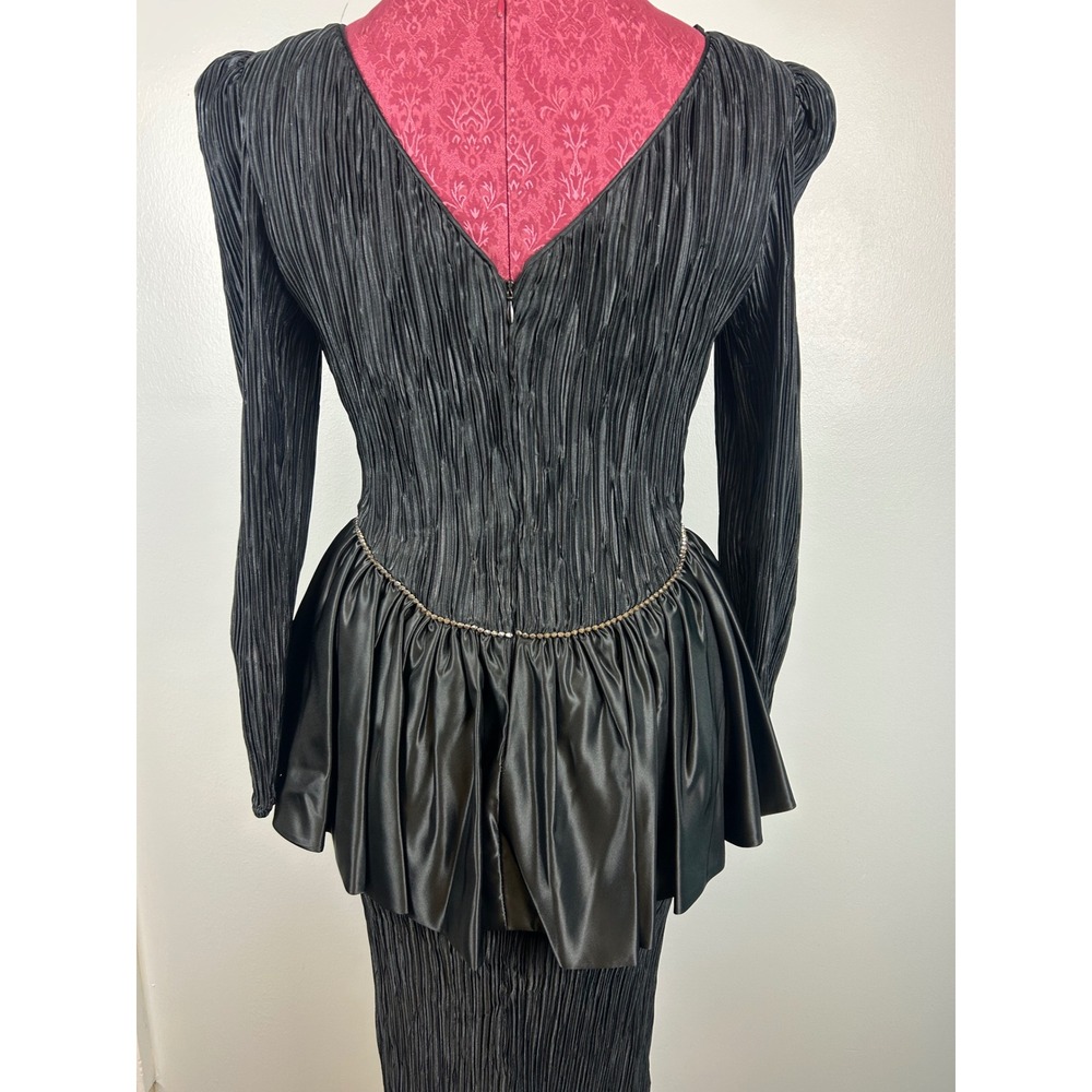 VTG Cattiva Maya Jornot 80s Black Bow Cocktail Dress 4 Hollywood Glam Prom Party - Picture 11 of 16